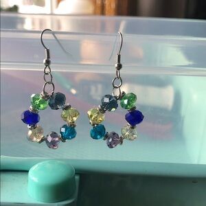 Multicolor Crystal Hoop Earrings